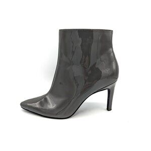 M&S Collection Gray Patent Leather Stiletto Boots Booties Side Zip Size 7 (37)